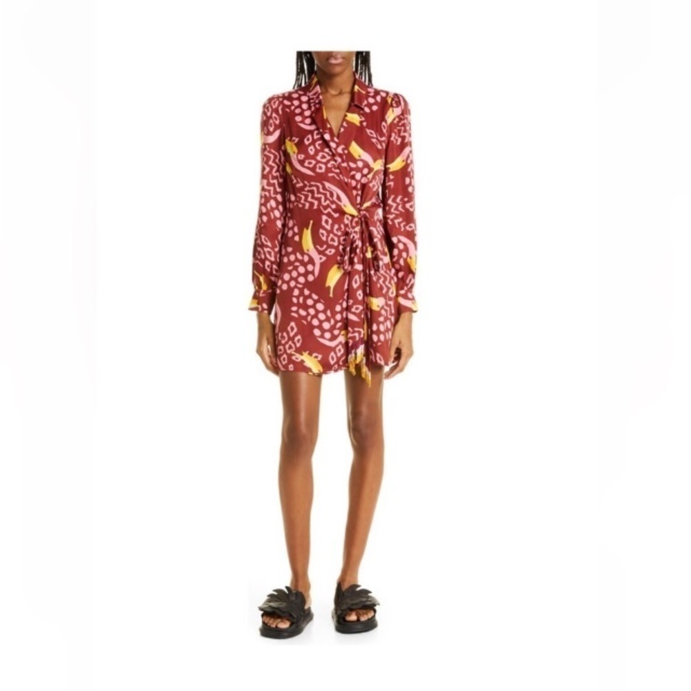 FARM RIO NWT Toucanissimo Long Sleeve Print Wrap Dress Sz Small Maximalist NEW - Picture 7 of 16